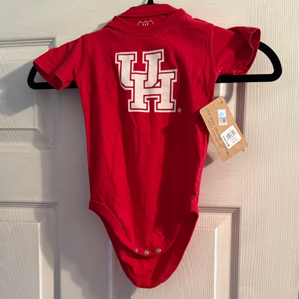 University of Houston Red Baby Bodysuit with UH Logo